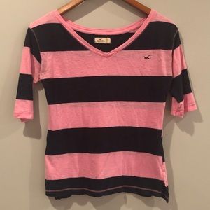 Hollister pink and blue stripe